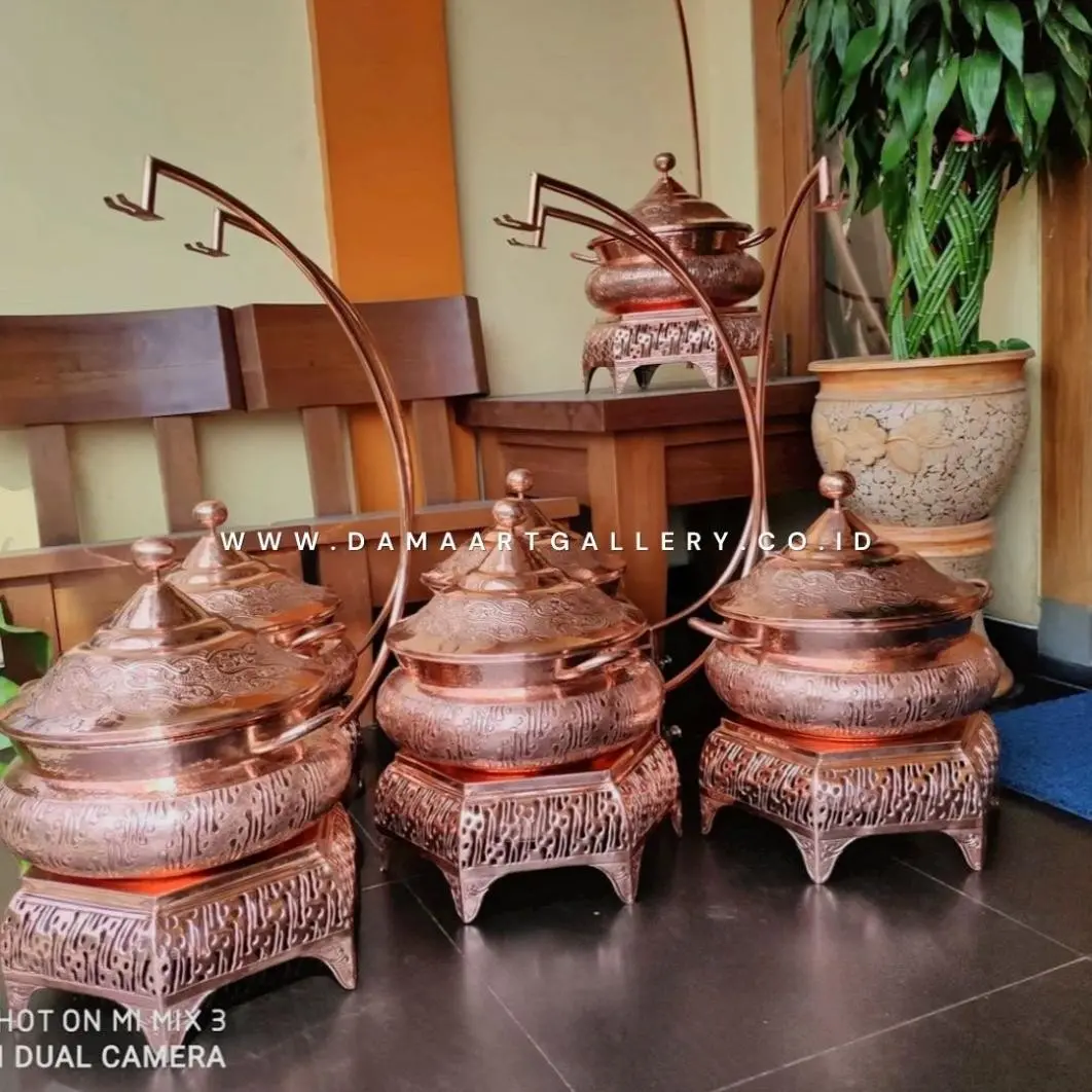 Chafing Dish Tembaga Roll Top Motif Batik